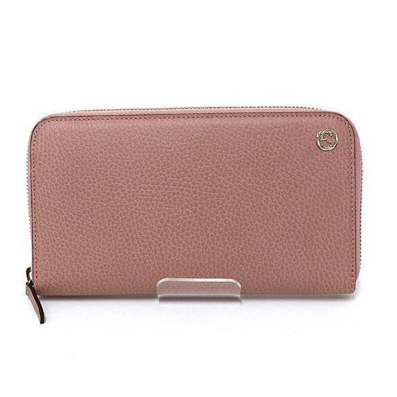 Gucci Interlocking G Zip Around Wallet Long Wallet Outlet Leather 449347 Pink - Picture 1 of 6
